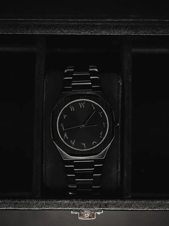 Black Arabic Stainless Steel Aura Watch high weight