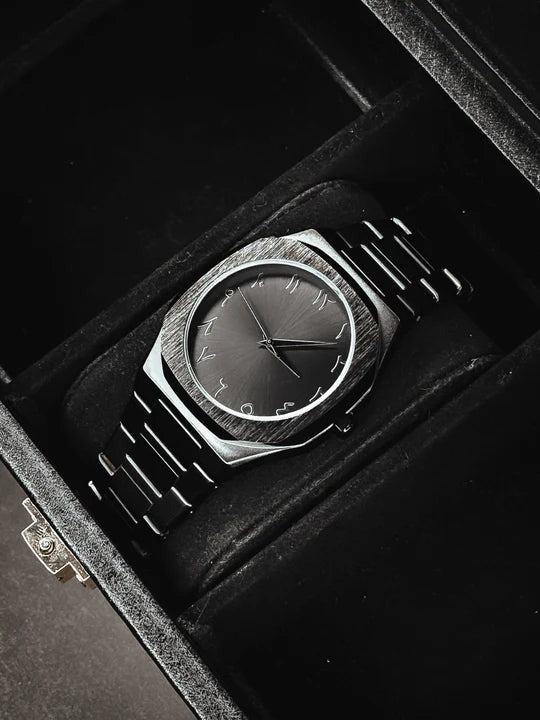 Black Arabic Stainless Steel Aura Watch high weight